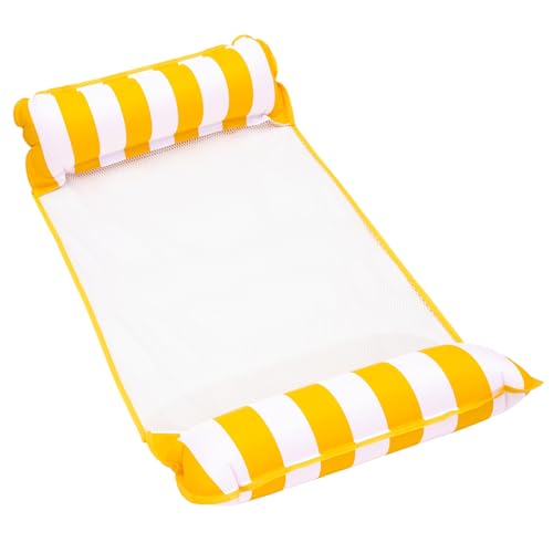 Aqua Original 4-in-1 Monterey Hammock Pool Float – Golden Sunshine, 44x26 inch, Non-Stick PVC, 250 lb Capacity