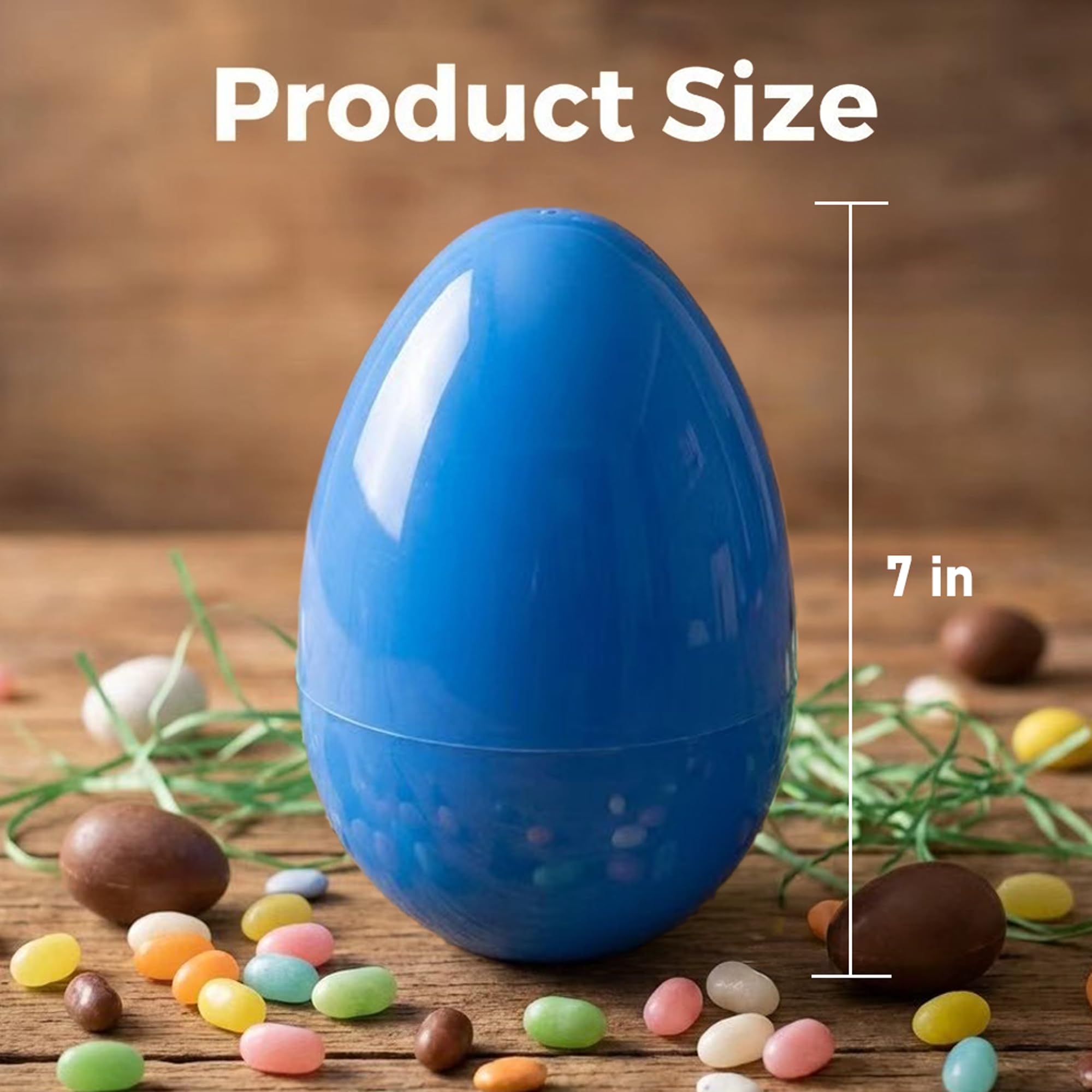 AquaHood 12-Pack Jumbo 7-Inch Fillable Plastic Easter Eggs – Bright Multicolor, Non-Transparent, for Hunts & Party Favors