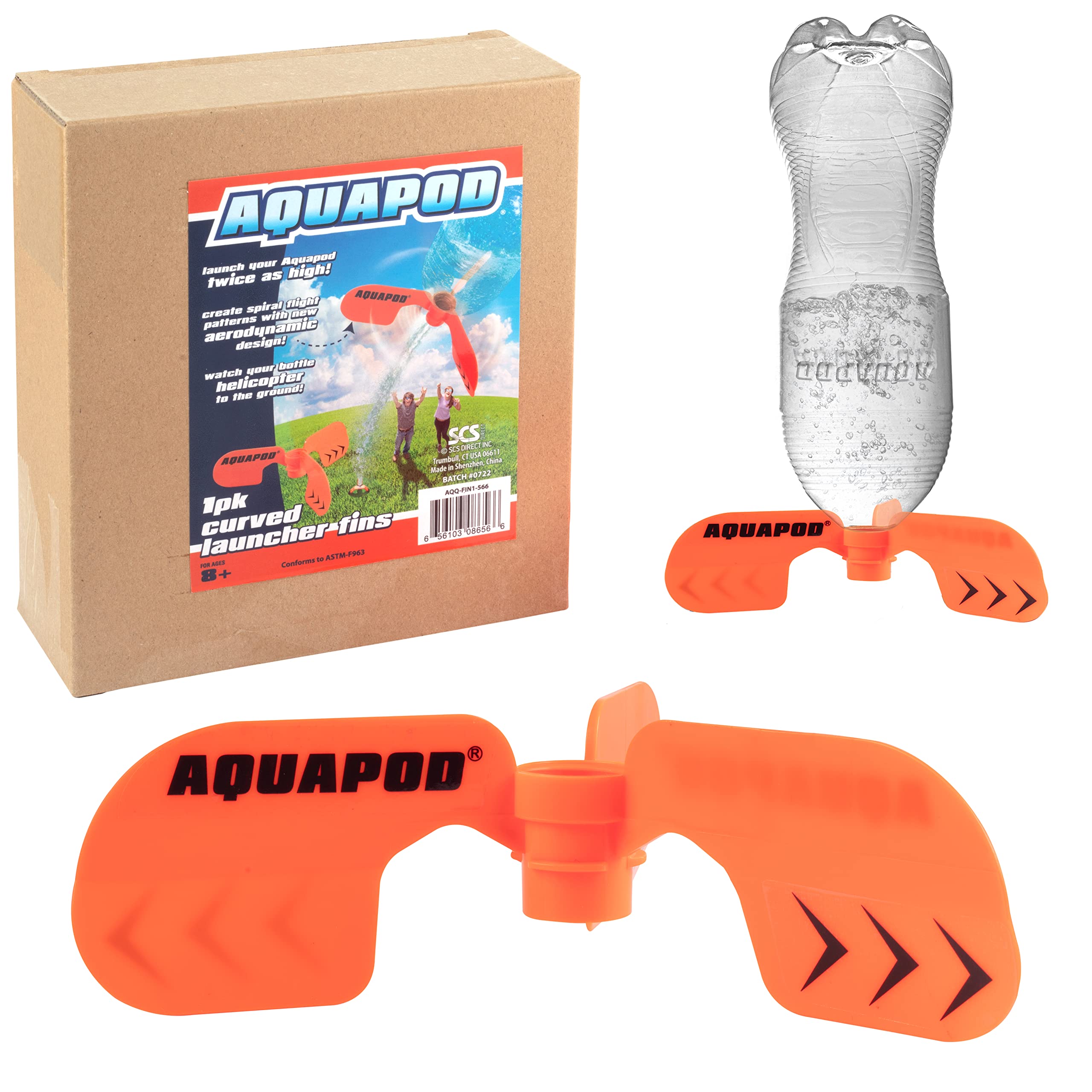Aquapod Curved Water Rocket Fin – Screw-On Spiral Flight for 2-Liter Bottles, STEM Outdoor Toy