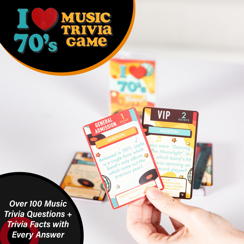AQUARIUS I Love the 70s Music Trivia Card Game - 102 Questions on 52 Cards for Adults & Teens