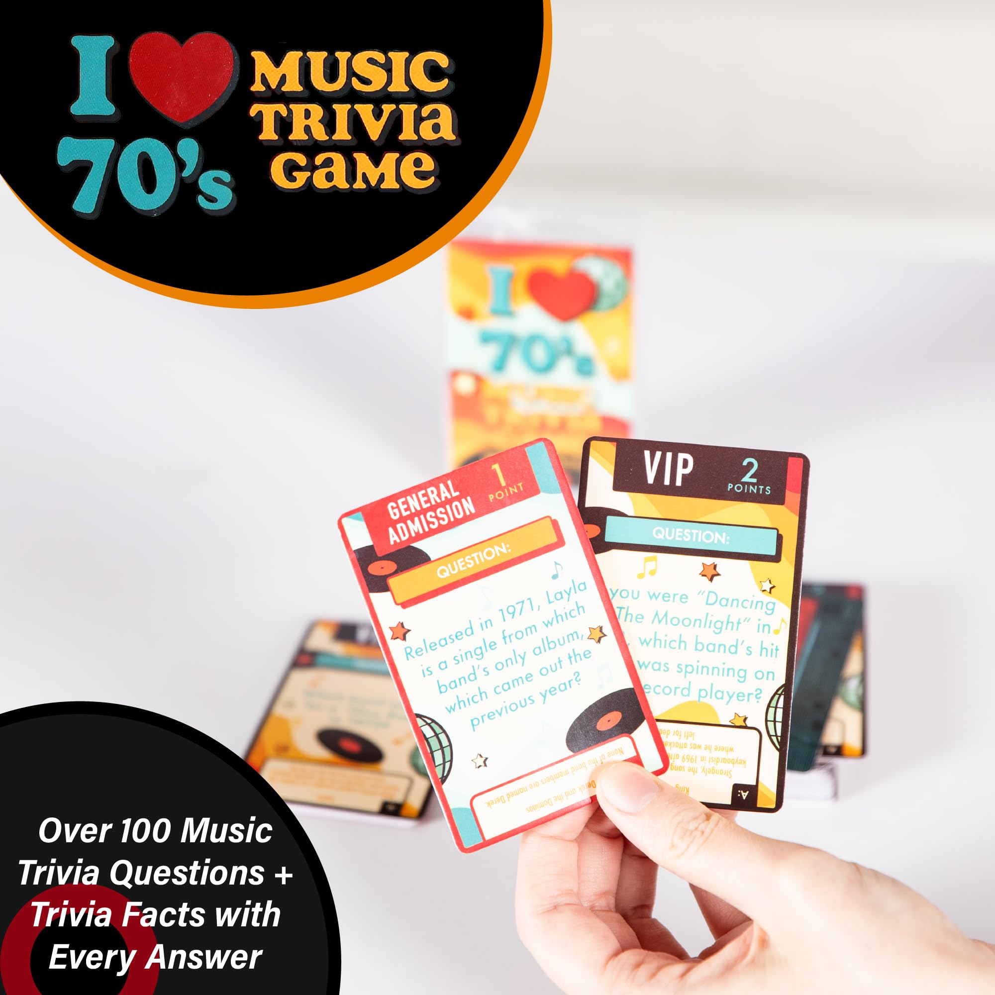 AQUARIUS I Love the 70s Music Trivia Card Game - 102 Questions on 52 Cards for Adults & Teens