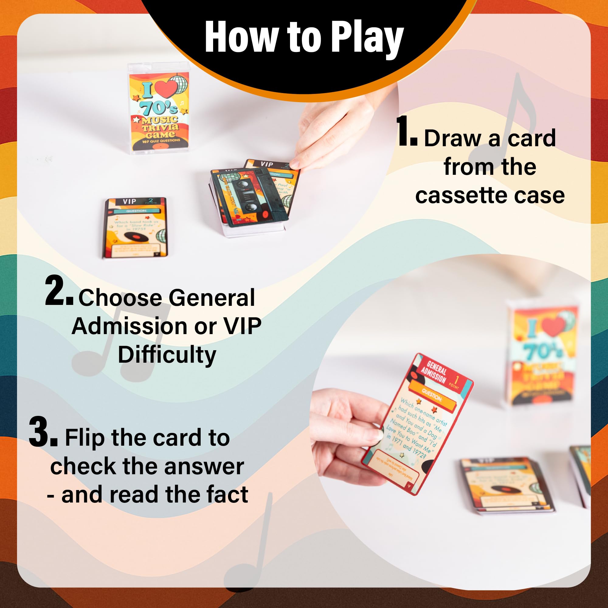 AQUARIUS I Love the 70s Music Trivia Card Game - 102 Questions on 52 Cards for Adults & Teens