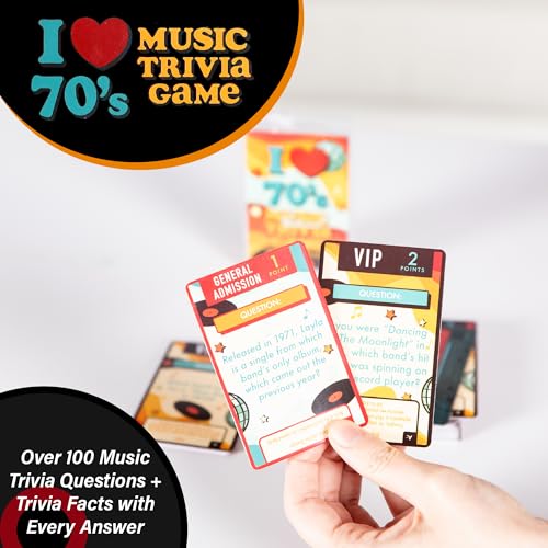 AQUARIUS I Love the 70s Music Trivia Card Game - 102 Questions on 52 Cards for Adults & Teens