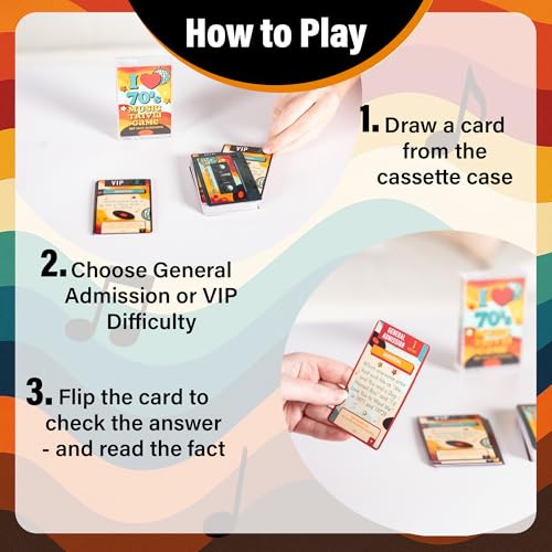 AQUARIUS I Love the 70s Music Trivia Card Game - 102 Questions on 52 Cards for Adults & Teens