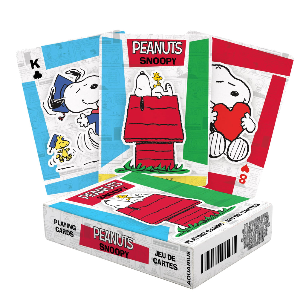AQUARIUS Peanuts Snoopy Playing Cards – 54-Card Deck with Classic Comic Art, Poker Size Linen Finish