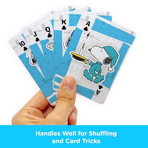 AQUARIUS Peanuts Snoopy Playing Cards – 54-Card Deck with Classic Comic Art, Poker Size Linen Finish