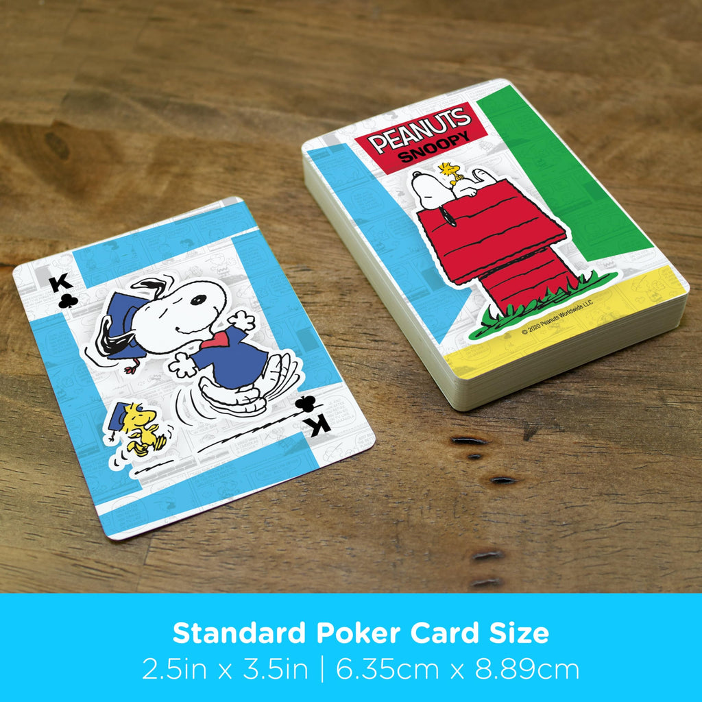 AQUARIUS Peanuts Snoopy Playing Cards – 54-Card Deck with Classic Comic Art, Poker Size Linen Finish