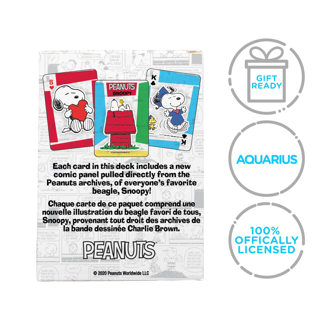 AQUARIUS Peanuts Snoopy Playing Cards – 54-Card Deck with Classic Comic Art, Poker Size Linen Finish