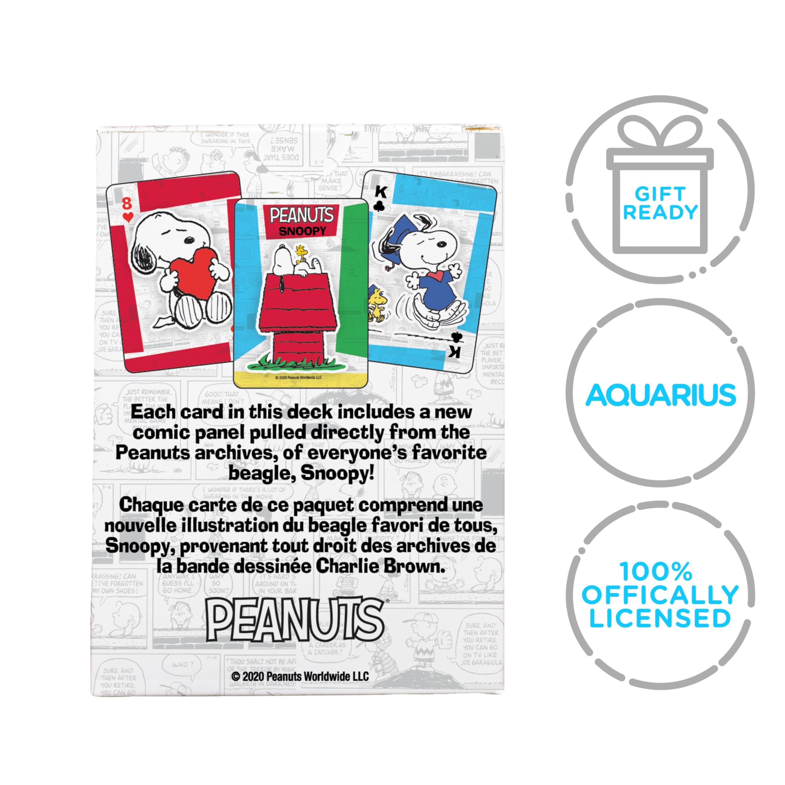 AQUARIUS Peanuts Snoopy Playing Cards – 54-Card Deck with Classic Comic Art, Poker Size Linen Finish