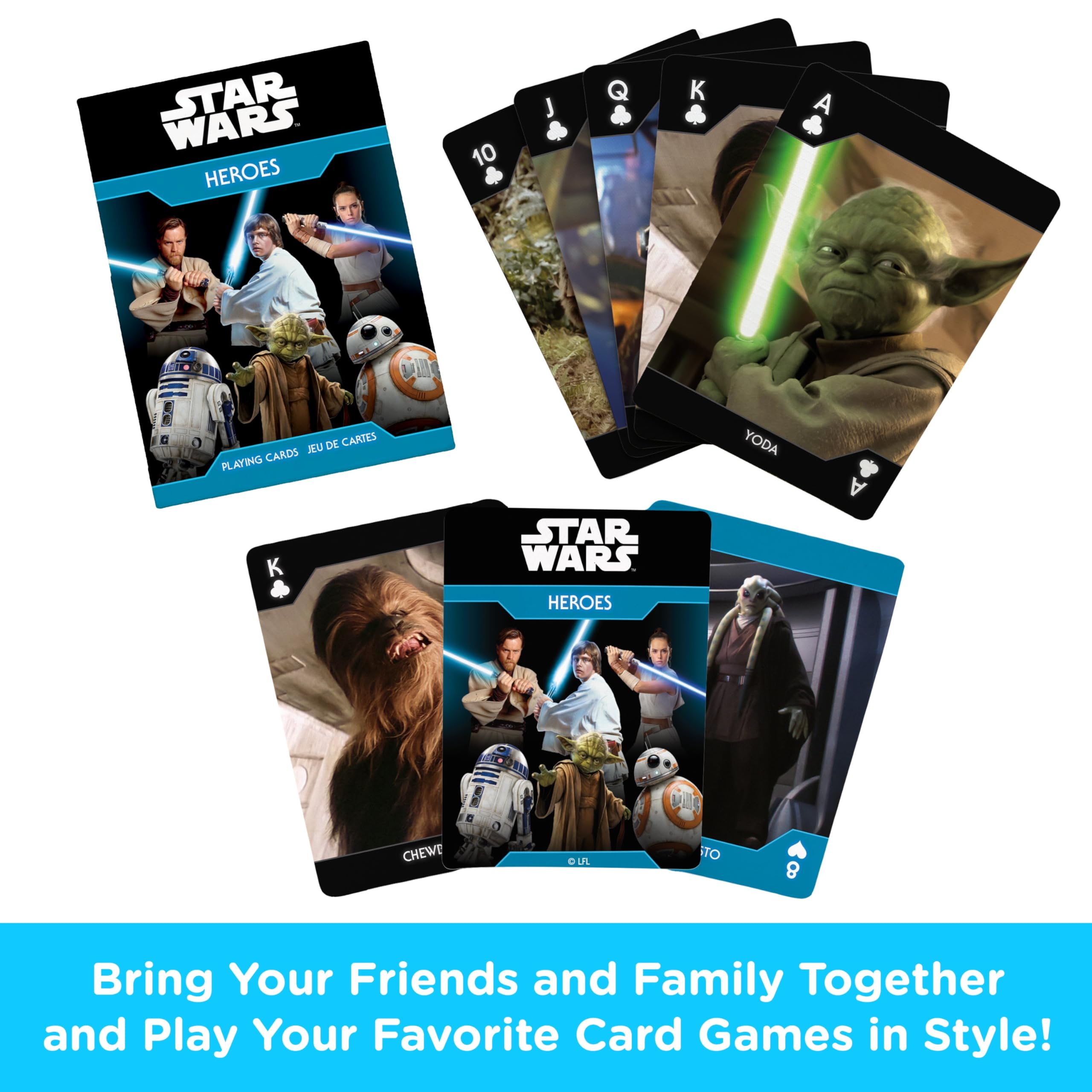 Aquarius Star Wars Light Side Heroes Playing Cards – Officially Licensed Poker Deck with Linen Finish