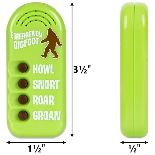 Archie McPhee Emergency Bigfoot Sound Maker – 4 Sasquatch Noises, Handheld 3.5" Device for Camping Pranks