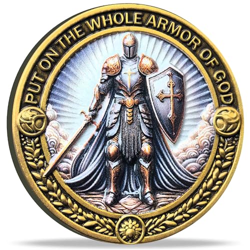 Armor of God Christian Challenge Coin - Ephesians 6:11 - Single Coin with Protective Case