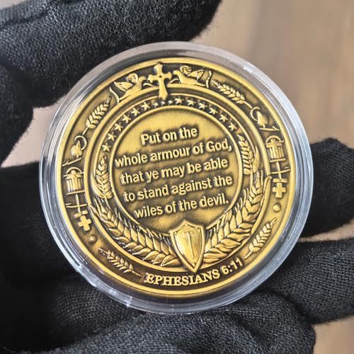 Armor of God Christian Challenge Coin - Ephesians 6:11 - Single Coin with Protective Case