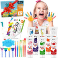 AROIC 27-Piece Washable Finger Paint Set: 8 Colors, Paper, Brushes & Sponges for Kids