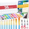 AROIC 65-Piece Watercolor Paint Set – 36 Colors, 10 Brushes, 3 Water Brush Pens, 16-Sheet Pad