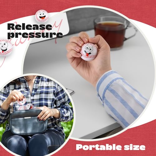 Arrowbash 12 Pack Mini Baseball Stress Balls with Funny Faces - Foam Stress Relief Toys for Party Favors