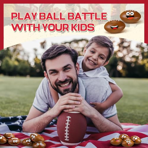 Arrowbash 12 Pack Mini Football Stress Balls with Funny Faces – PU Foam Squeeze Toys for Anxiety Relief, Party Favors, and Gifts