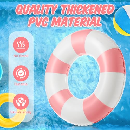 Arrowbash Jumbo Inflatable Pool Float 47.24 Inch - Classic Striped Ring for Adults
