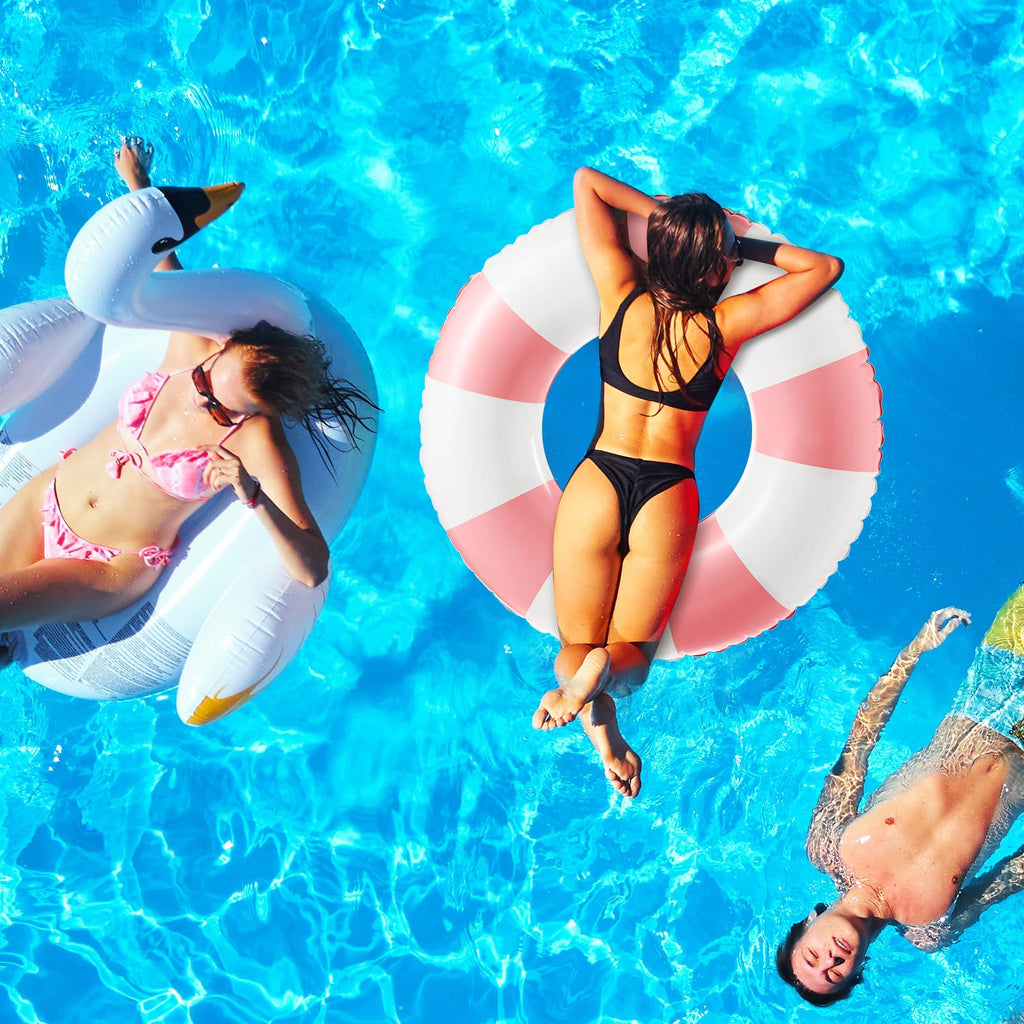 Arrowbash Jumbo Inflatable Pool Float 47.24 Inch - Classic Striped Ring for Adults