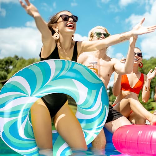 Arrowbash Large Swim Ring for Adults - 39.37" Inflatable Pool Float with Water Ripple Print