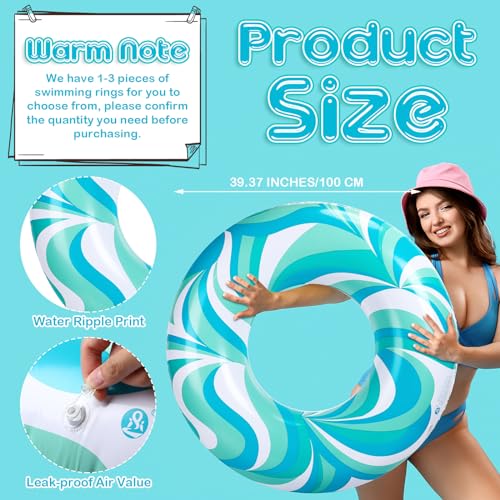Arrowbash Large Swim Ring for Adults - 39.37" Inflatable Pool Float with Water Ripple Print