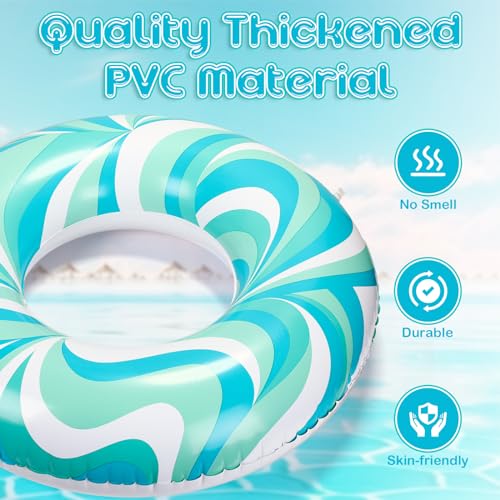 Arrowbash Large Swim Ring for Adults - 39.37" Inflatable Pool Float with Water Ripple Print