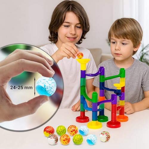ARSUK Handmade Glass Marbles - Set of 10 Large 1-Inch Dotted Shooter Marbles for Games and Décor