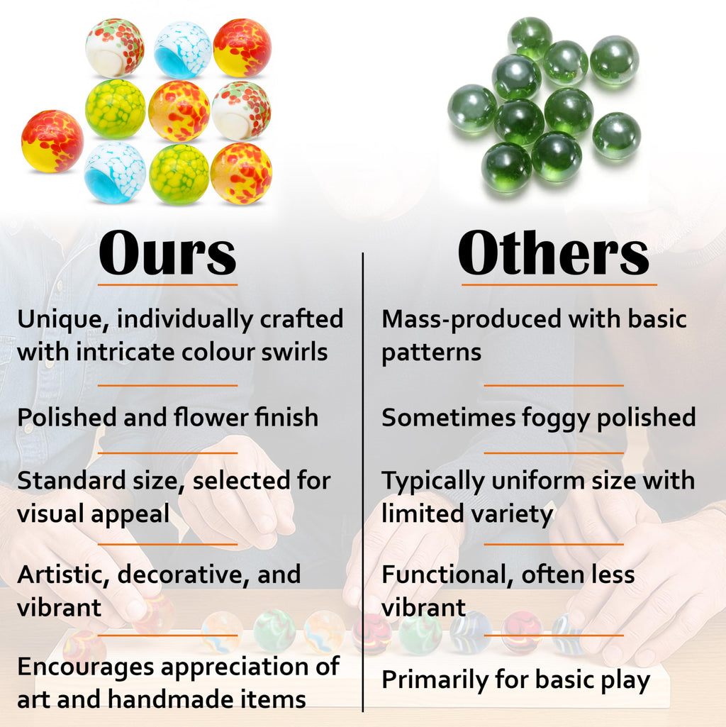 ARSUK Handmade Glass Marbles - Set of 10 Large 1-Inch Dotted Shooter Marbles for Games and Décor