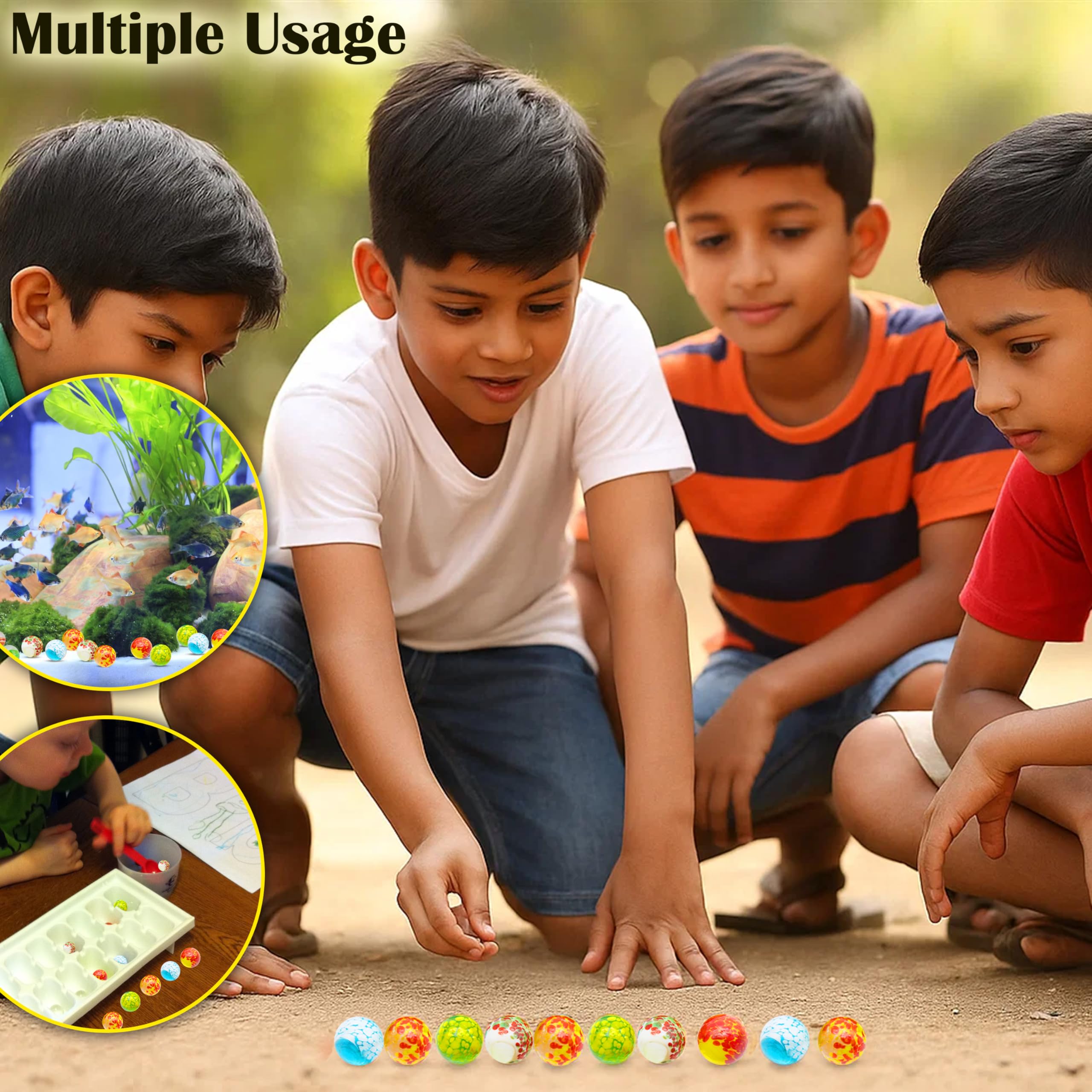 ARSUK Handmade Glass Marbles - Set of 10 Large 1-Inch Dotted Shooter Marbles for Games and Décor