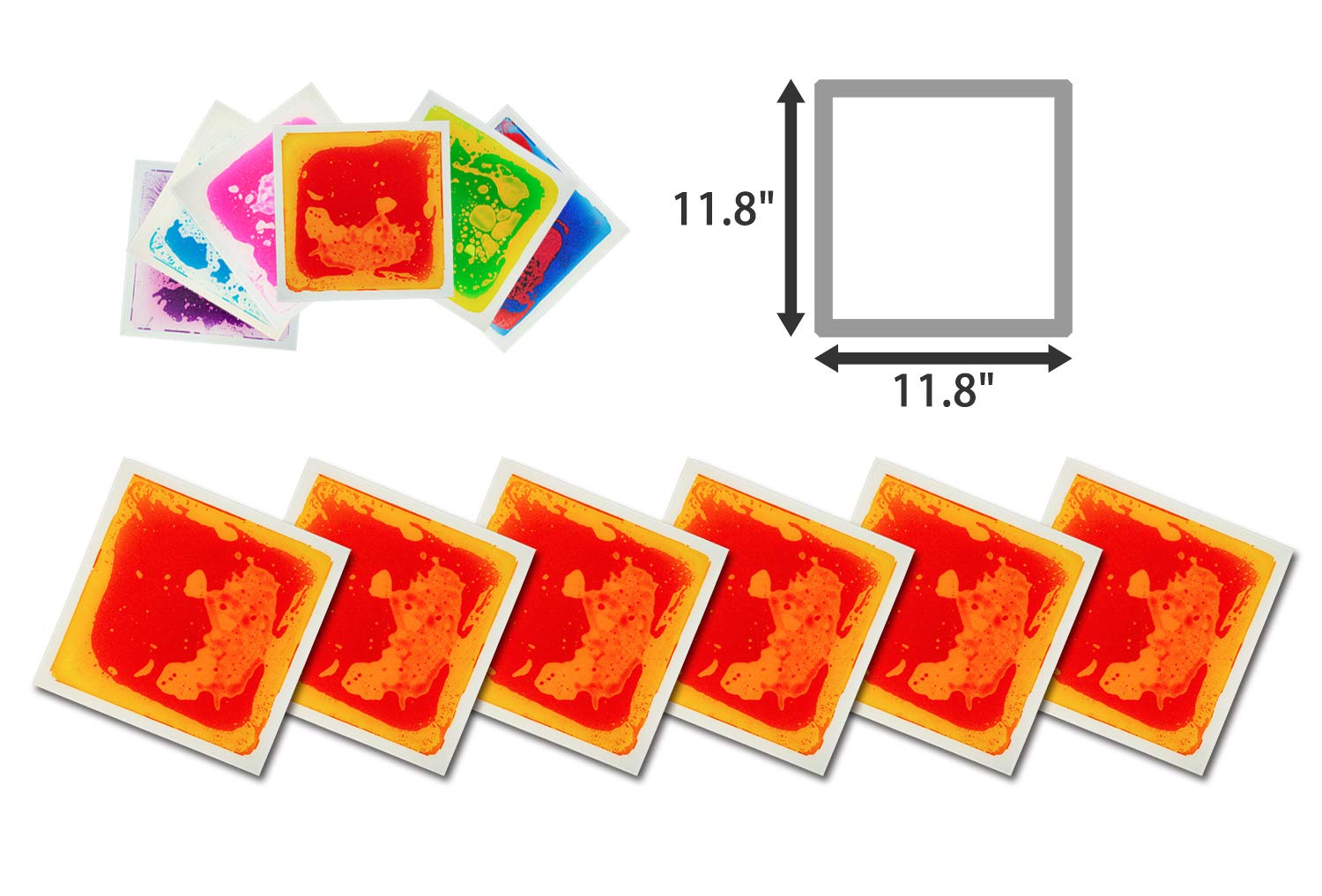 Art3d Liquid Fusion Floor Tile - 11.8" Square Yellow-Red - Non-Toxic Sensory Play Mat