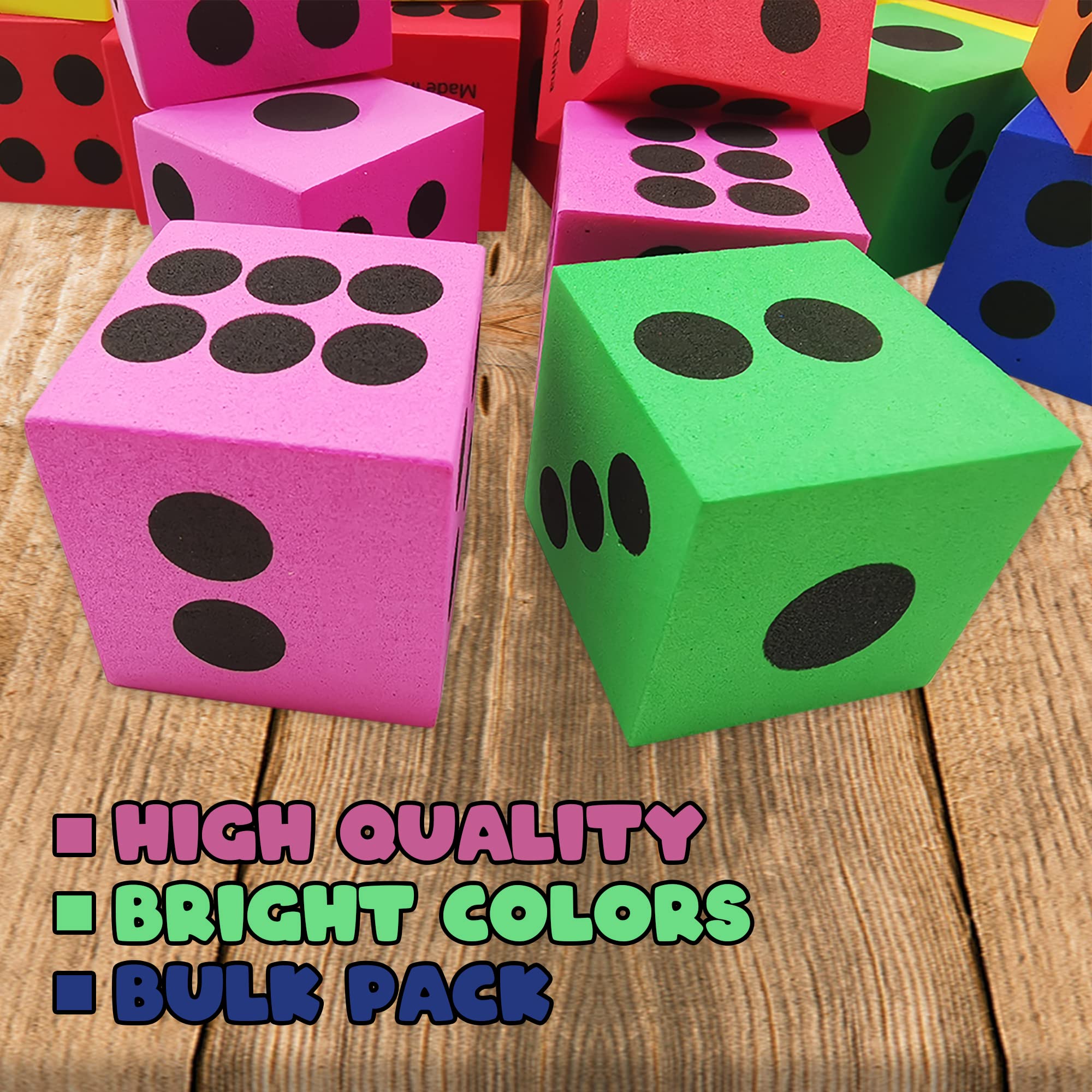 ArtCreativity 24-Pack Colored Foam Dice Set - 1.5 Inch Soft Dice in 6 Assorted Colors for Kids' Games, Math Activities, and Party Favors