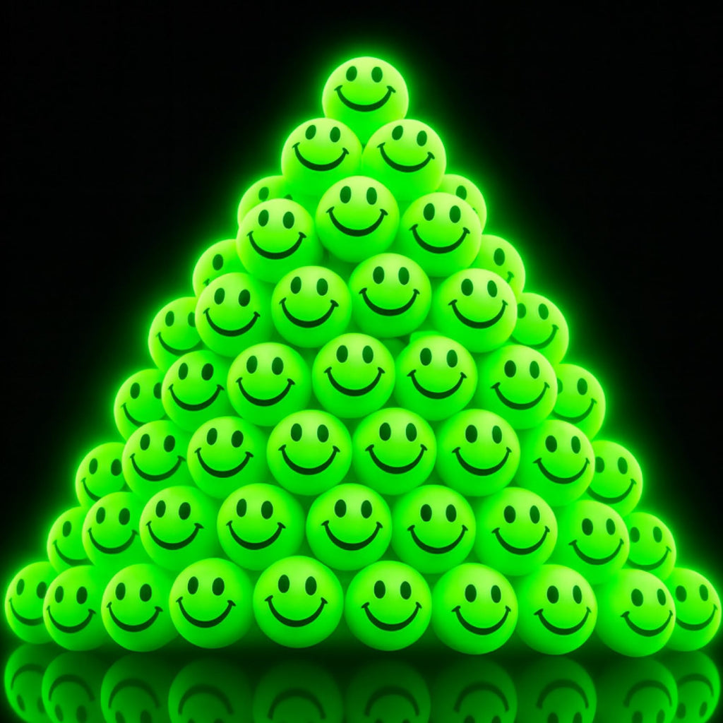 ArtCreativity 36 Pack Glow in the Dark Smiley Bouncy Balls - Green, 1 Inch, High Bounce Party Favors