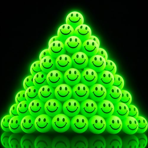 ArtCreativity 36 Pack Glow in the Dark Smiley Bouncy Balls - Green, 1 Inch, High Bounce Party Favors
