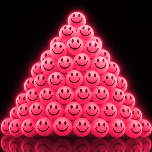 ArtCreativity 36-Pack Pink Glow-in-the-Dark Smile Face Bouncy Balls - 1-Inch High-Bounce Party Favors for Kids