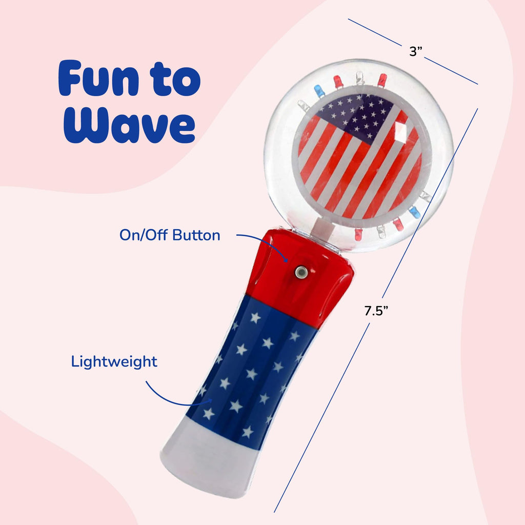 ArtCreativity 7.5" Patriotic Light-Up Magic Ball Wand – LED Spinning Toy for Kids, Batteries Included, 4th of July Party Favor