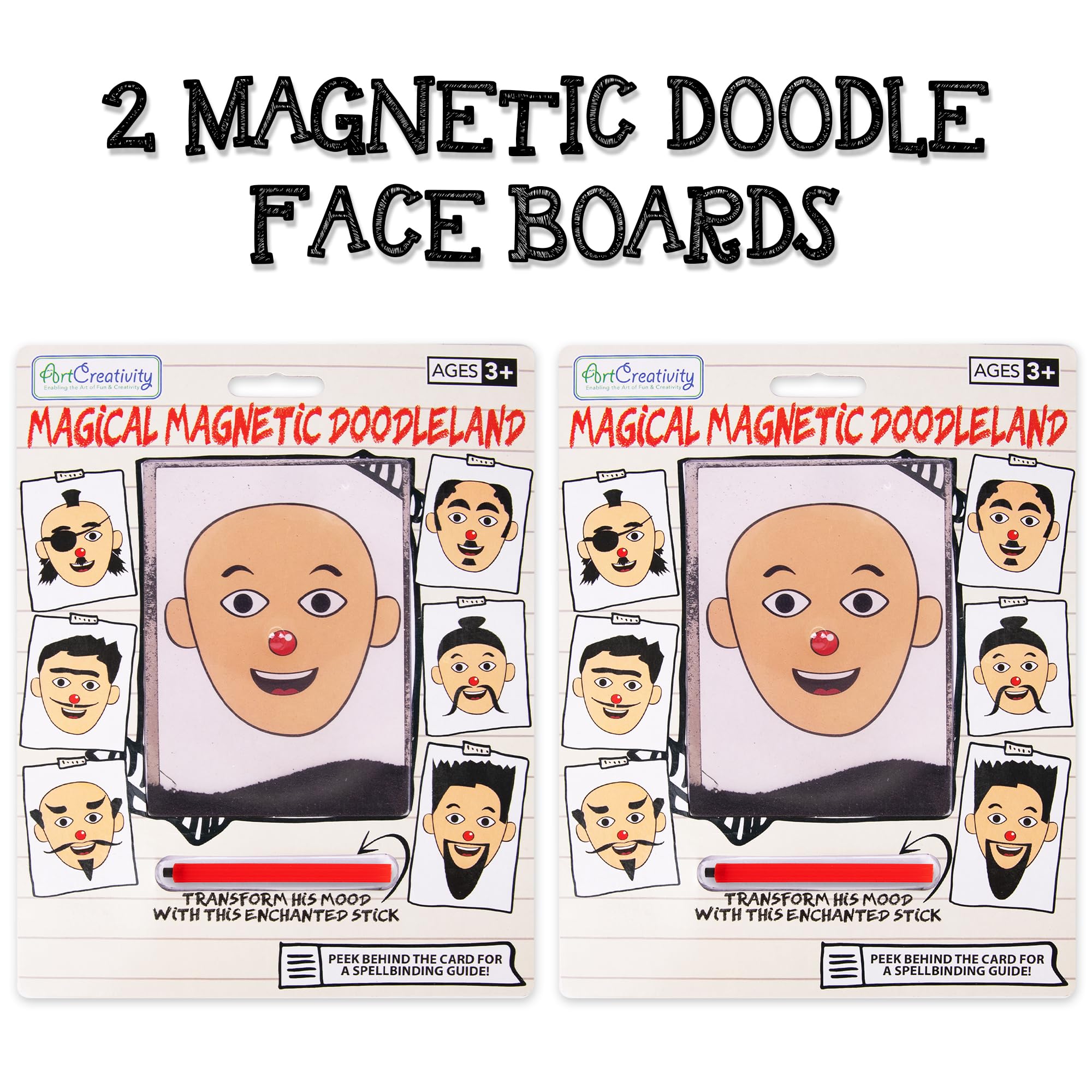ArtCreativity Magnetic Drawing Face 2-Pack - Travel Doodle Board for Kids Ages 3+