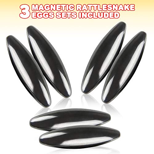 ArtCreativity Magnetic Rattlesnake Eggs – Set of 3 Pairs (6 Eggs) – Fidget Toy with Rattle Sound, Party Favors & Stress Relief for Kids Ages 10+