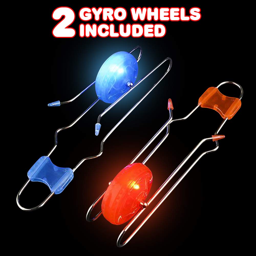 ArtCreativity Retro Light Up Gyro Wheels Toy – 2-Pack 8.5-Inch Magnetic Rail Twisters for Kids Ages 3+
