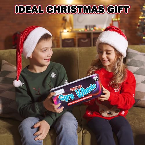 ArtCreativity Retro Light Up Gyro Wheels Toy – 2-Pack 8.5-Inch Magnetic Rail Twisters for Kids Ages 3+
