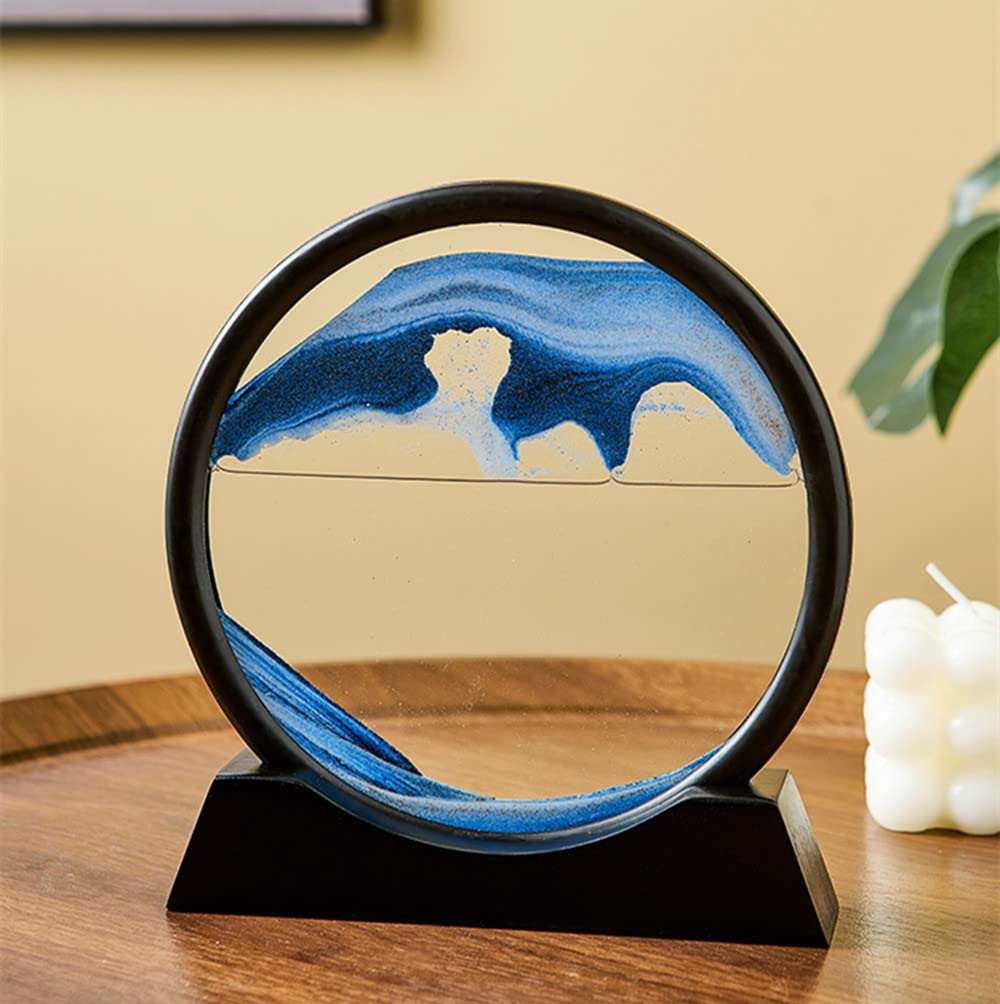 Arthink Moving Sand Art Picture – Round Glass 3D Deep Sea Landscape for Relaxation & Decor