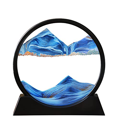 Arthink Moving Sand Art Picture – Round Glass 3D Deep Sea Landscape for Relaxation & Decor
