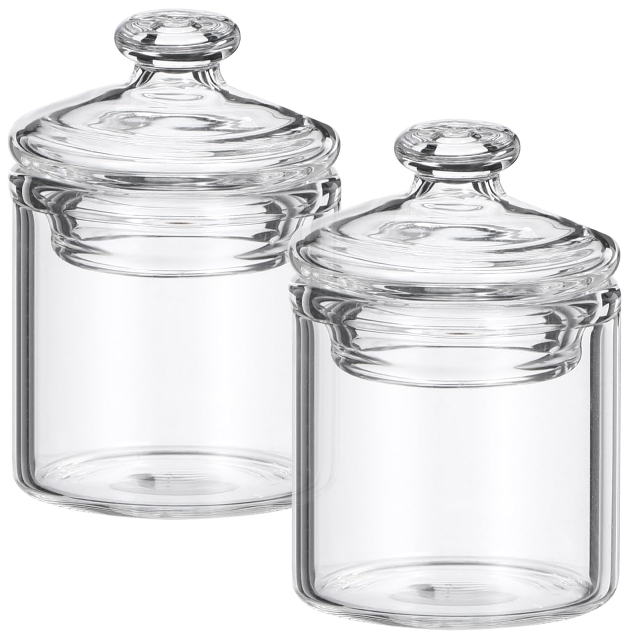 ARTIBETTER 1:12 Scale Miniature Glass Jars with Lids - 2 Pack for Dollhouse Decor, Tiny Storage Bottles for Mini Food & Hobby Displays