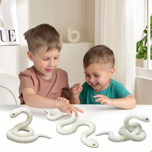 Articulated 3D Printed Snake Toy - 24 Inch Luminous Rainbow Fidget Toy by Binvin