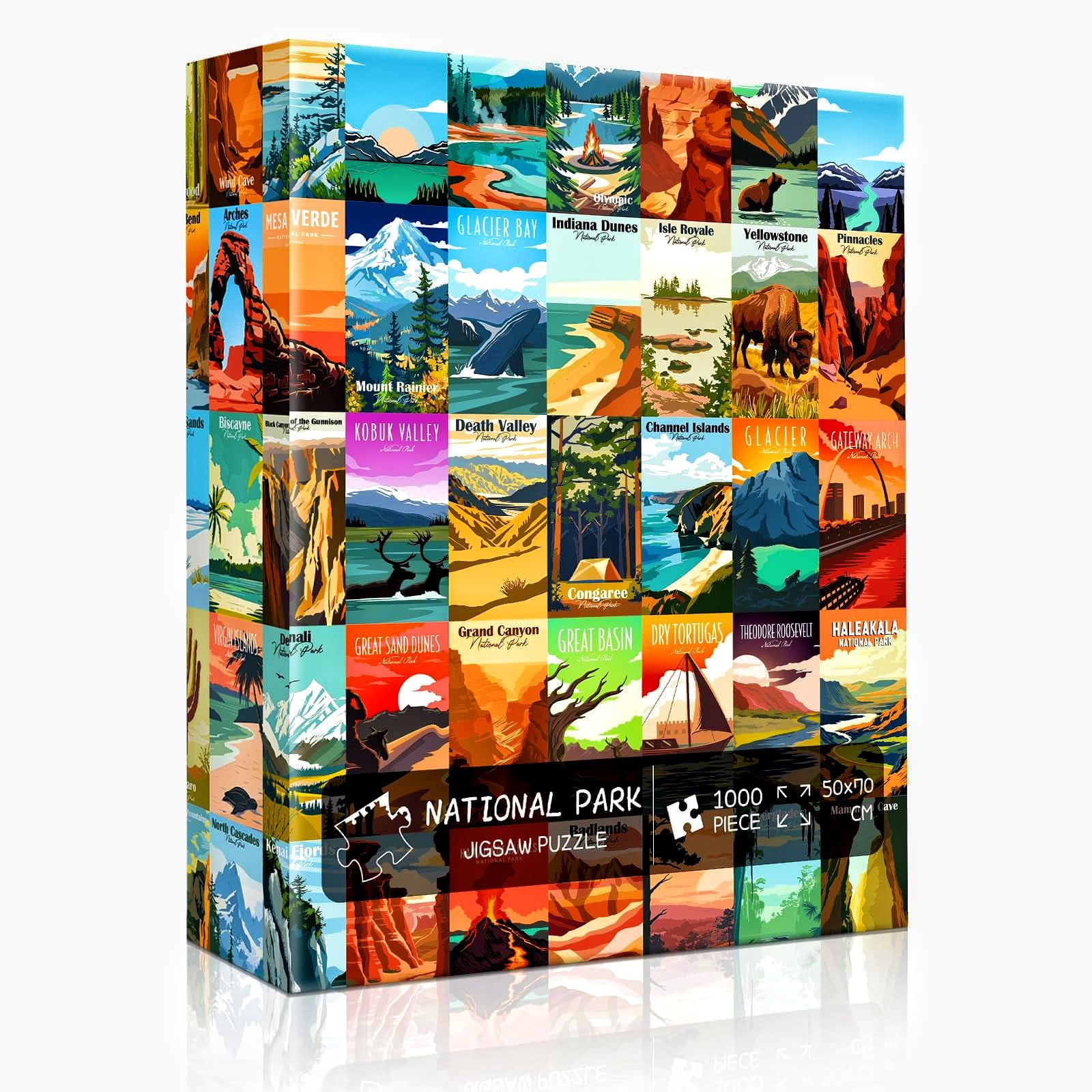 Artnedu 1000-Piece National Parks Puzzle – Yellowstone, Yosemite, Zion & More Vintage Travel Poster Art