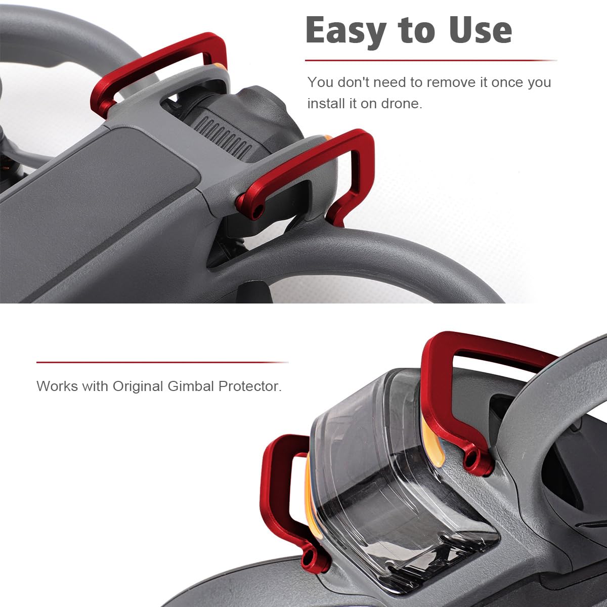 Arzroic Gimbal Guard for DJI Avata 2 – Red, Lightweight Aluminum Alloy Protector