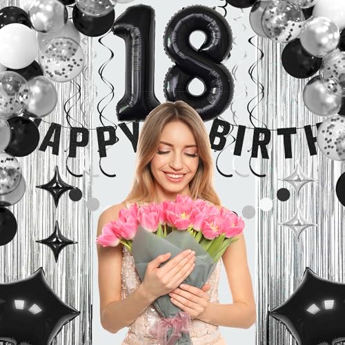 Ashmole Black and Silver 18th Birthday Decorations Kit for Boys or Girls