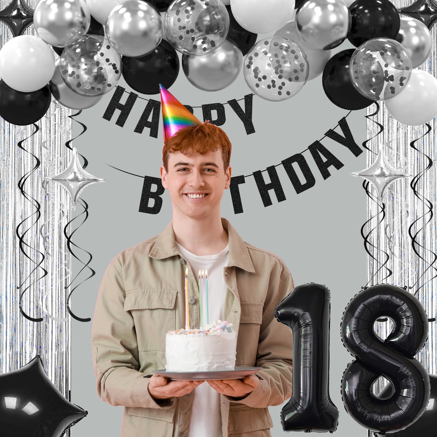 Ashmole Black and Silver 18th Birthday Decorations Kit for Boys or Girls