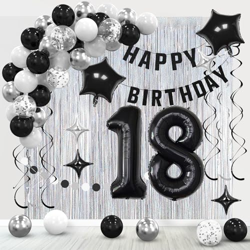 Ashmole Black and Silver 18th Birthday Decorations Kit for Boys or Girls