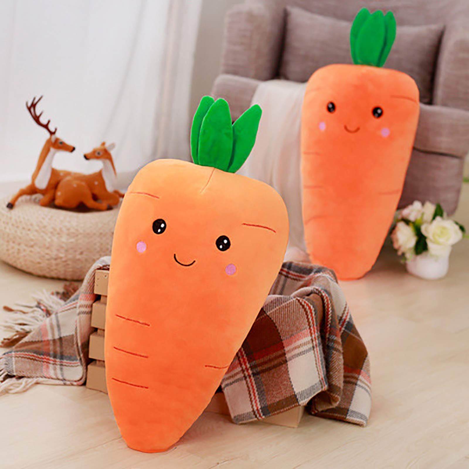 ASkinds Cartoon Carrot Plush Toy – Soft Cotton Stuffed Carrot Pillow for Kids and Girls