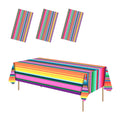 ASLERMURE 3 Pack Mexican Serape Tablecloths 54x108 Inches Disposable Plastic Striped Party Table Cover for Cinco de Mayo, Birthday, Weddings